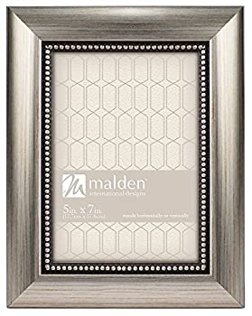 【中古】【輸入品・未使用】Malden International Designs Champagne Beaded Pewter Picture Frame 5 by 7-Inch Silver [並行輸入品]