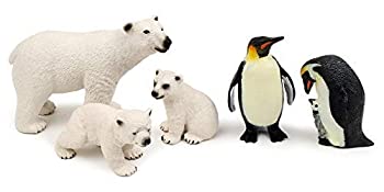 yÁzyAiEgpzUANDME Polar Animal Toy Figurines Set Includes Polar Bear Family & Emperor Penguin Family Figures [sAi]