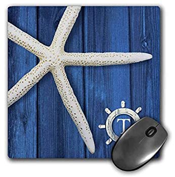 【中古】【輸入品・未使用】3dRose Mouse Pad Starfish Monogram Initial T in Ships Wheel Over Blue Weatherboard - 8 by 8-Inches mp_240974_1 [並行輸入品]