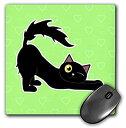 楽天アトリエ絵利奈【中古】【輸入品・未使用】3dRose Mouse Pad Kawaii Cats - Cute Black Kitty Stretching - 8 by 8-Inches （mp_110773_1） [並行輸入品]