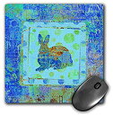 3dRose Mouse Pad Bunny Rabbit Abstract Frame Blue Aqua and Green - 8 by 8-Inches (mp_211577_1) 