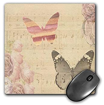 yÁzyAiEgpz3dRose Mouse Pad Image of Faded Music Sheet with Butterflies and Roses - 8 by 8-Inches (mp_281627_1) [sAi]