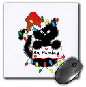 【中古】【輸入品 未使用】3dRose Mouse Pad Cute Fuzzy Black Cat Ba Humbug Christmas Santa - 8 by 8-Inches (mp_180668_1) 並行輸入品