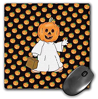 【中古】【輸入品・未使用】3dRose Mouse Pad Pumpkin Head and White Sheet Trick Or Treat Bag Pumpkin Design - 8 by 8-Inches (mp_287065_1) [並行輸入品]