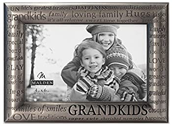 【中古】【輸入品・未使用】Malden International Designs Modern Pewter Metal Diecast Grandkids Expressions Picture Frame 4 by 6-Inch [並行輸入品]