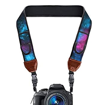 【中古】【輸入品・未使用未開封】USA GEAR TrueSHOT Camera Strap with Galaxy Neoprene Pattern Accessory Pockets and Quick Release Buckles - Compatible With Canon Nikon S