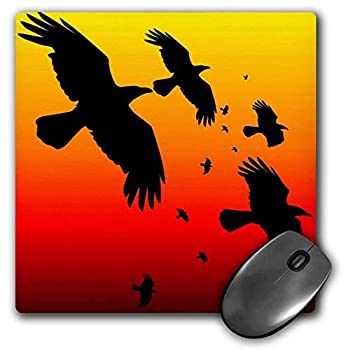【中古】【輸入品・未使用】3dRose Mouse Pad Ravens On A Red Sky- Animal Bird Birds Crow Halloween Myth Mythological Mythology Raven - 8 by 8-Inches (mp_78713_1) [