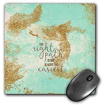 šۡ͢ʡ̤ѡ3dRose Mouse Pad Right Path Quote on Mint and Gold Teal Glittery Sparkling Background 8 x 8' (mp_266929_1) [¹͢]