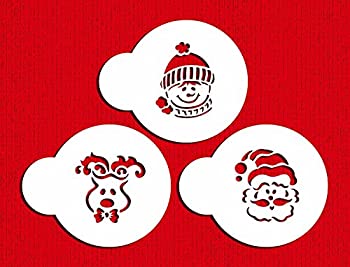 【中古】【輸入品・未使用】Designer Stencils C458 Whimsical Holiday Cookie Stencil Set (Snowman Reindeer Santa) Beige/semi-transparent [並行輸入品]