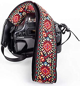 【中古】【輸入品・未使用】Red Vintage Camera Shoulder Strap Belt for All DSLR Camera ? Vibrant Design Universal DSLR Strap Embroidered Vintage Multi Color Neck B