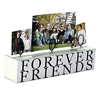 【中古】【輸入品・未使用】Malden International Designs Tabletop Photo Clips Wood Block Holds 3 Pictures Forever Friends Distressed White [並行輸入品]