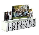 【中古】【輸入品 未使用】Malden International Designs Tabletop Photo Clips Wood Block Holds 3 Pictures Forever Friends Distressed White 並行輸入品