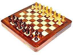 【中古】【輸入品・未使用】High Quality Deluxe 7 Inches Travel Magnetic Handcrafted Wooden Chess Board with Wood Chess Pieces [並行輸入品]