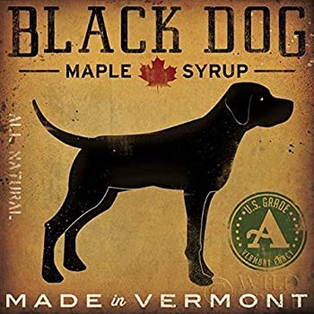 Buyartforless Black Dog Maple Syrup by Ryan Fowler 12x12 Signs Dogs Black Labrador Animals Art Print Poster Vintage Advertising [並行輸