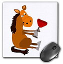 【中古】【輸入品・未使用】3D Rose Funny Horse Holding Glass of Red Wine Matte Finish Mouse Pad - 8 x 8 - mp_238306_1 [並行輸入品]