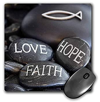 楽天アトリエ絵利奈【中古】【輸入品・未使用】3dRose Mouse Pad Black Pebble Engraved Love Faith Hope 8 x 8' （mp_268541_1） [並行輸入品]