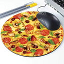 【中古】【輸入品 未使用】Pizza Mouse Pad Pepperoni Cheesy Pizza Pattern Round Ergonomic Mouse Pad Non-Slip Rubber Material for Office Desk Gaming Home Space Dec
