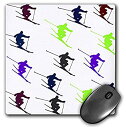 3dRose Mouse Pad Print of Cartoon Skiers in Different Colors Repeat - 8 by 8-Inches (mp_204412_1) 