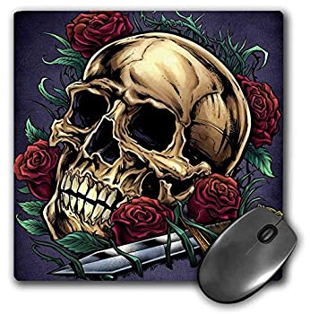 【中古】【輸入品・未使用】3dRose Mouse Pad Skull with A Rose and Knife - 8 by 8-Inches (mp_295912_1) [並行輸入品]