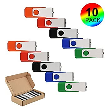 【中古】【輸入品・未使用】JUANW 10pcs USB Flash Drive 2GB Swivel Design USB 2.0 Flash Drive Memory Stick (5 Mixed Colors: Black Blue Green Orange Red) [並行輸入