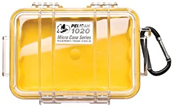 【中古】【輸入品・未使用】Pelican 1020 Yellow Micro Case With Clear Lid And Carabiner [並行輸入品]