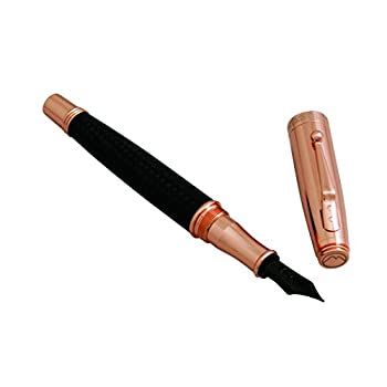 【中古】【輸入品・未使用】Monteverde Invincia Rose Gold with Black Carbon Fiber Fountain Pen (MV40062) 万年筆 (並行輸入品)
