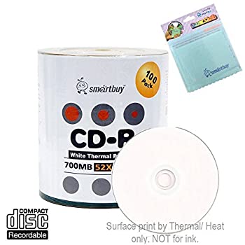 【中古】【輸入品・未使用】Smartbuy 100-disc 700mb/80min 52x CD-R White Thermal Hub Printable Recordable Disc + Free Micro Fiber Cloth [並行輸入品]