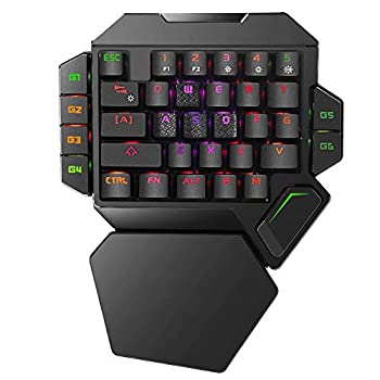 yÁzyAiEgpzRGB One Handed Mechanical Gaming KeyboardColorful Backlit Professional Gaming Keyboard with Wrist Rest SupportUSB Wired Single Hand Mec