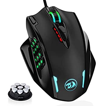 yÁzyAiEgpzRedragon M908 Impact RGB LED MMO Mouse with Side Buttons Optical Wired Gaming Mouse with 12400DPI High Precision 19 Programmable Mouse