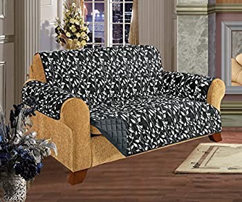 楽天アトリエ絵利奈【中古】【輸入品・未使用】Quilted Pet Dog Children Kids Furniture Protector Slip Cover Leaf Design Black Love Seat [並行輸入品]