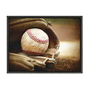 【中古】【輸入品・未使用】DesignOvation Sylvie Baseball Glove at Home Plate Framed Canvas by ...