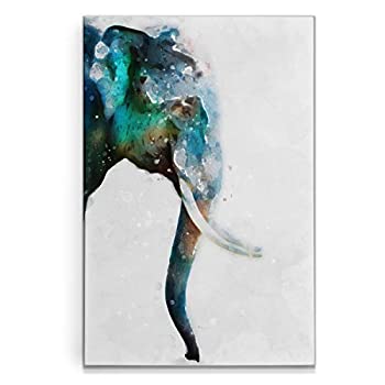 yÁzyAiEgpzRenditions Gallery Watercolor Elephant Gallery Wrapped Canvas Wall Art 18x27 Turquoise [sAi]