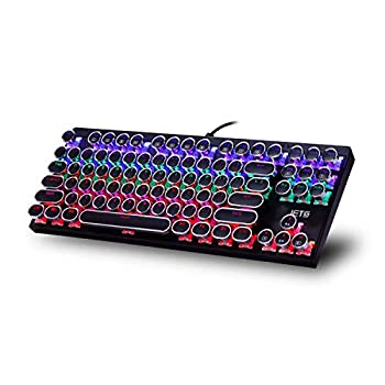 【中古】【輸入品・未使用】IETS Mechanical Gaming Keyboard with Blue Switches，Punk Retro keycaps，87 Keys Mechanical Computer Keyboard with USB Wired，Water Resi