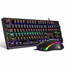 【中古】【輸入品 未使用】Redragon S117 Gaming Keyboard Mouse Combo Mechanical RGB Rainbow Backlit Keyboard Brown Switches RGB Gaming Mouse for Windows PC Gamers