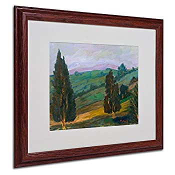 Trademark Fine Art Evergreens on Green Slope Artwork by Manor Shadian Wood Frame 