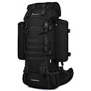 【中古】【輸入品 未使用】Mardingtop 65 10L Internal Frame Backpack with Rain Cover for Military Camping Hiking Traveling Black-M403 並行輸入品