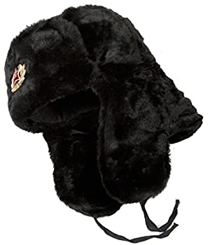 Russian Soviet Army Fur Military Cossack Ushanka Hat (Black 58/M)