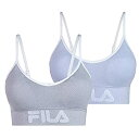 【中古】【輸入品・未使用】Fila レディース クラシックロゴ コットンキャミ 低インパクトスポーツブラ 調節可能なストラップ付き 2パック US サイズ: Large カラー: グレー