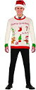 【中古】【輸入品・未使用】Forum Men's Ugly Sweater Merry Christmas White/red 2XL