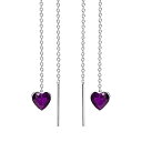 【中古】【輸入品・未使用】Sweet Heart パープルキュービックジルコニアスレッドスライドスルースターリングシルバーイヤリング