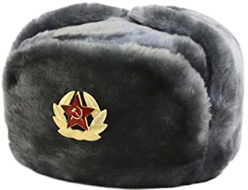 【中古】【輸入品・未使用】帽子 ロシア製 ソビエト軍 空軍 ファー ミリタリー ウシャンカ *GR* Lサイズ