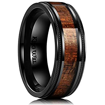 【中古】【輸入品・未使用】King Will NATURE 8mm チタンリング 木製インレー 結婚指輪 リアルコンフォートフィット