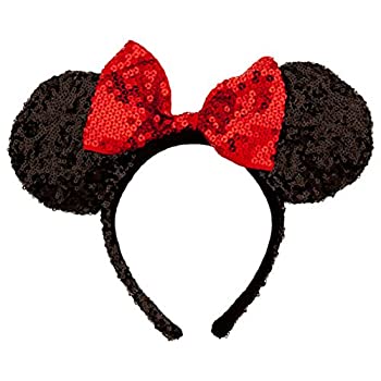 yÁzyAiEgpzDisney Theme Parks Minnie Mouse Sequin Headband Red Black Mouse Ears