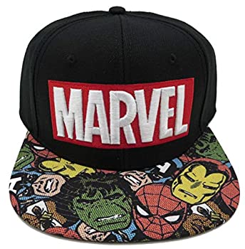 yÁzyAiEgpzBIOWORLD Marvel Halftone Black Snapback Baseball Cap by bioWorld