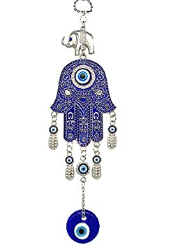 【中古】【輸入品 未使用】Blue Evil Eye with Hamsa Hand Protection Hanging Decoration (with Betterdecor Pouch) -028