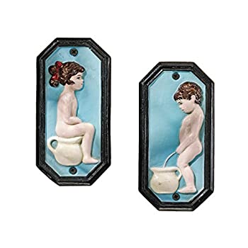 【中古】【輸入品・未使用】Tinkle Twins Restroom Wall Plaque