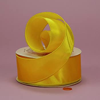 【中古】【輸入品・未使用】Yellow Cast-Over Wired Satin Ribbon 2-1/2 X 25Yd by Paper Mart