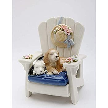 【中古】【輸入品・未使用】Cosmos Dog on Chair Ceramic Musical White 18cm - 0.6cm High
