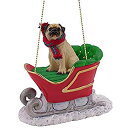 【中古】【輸入品・未使用】Conversation Concepts 小鹿 中国パグ 犬 そり クリスマスオーナメント