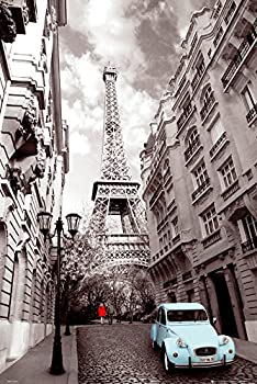 楽天アトリエ絵利奈【中古】【輸入品・未使用】Paris - Red Girl Blue Car Poster - 91.5x61cm [並行輸入品]